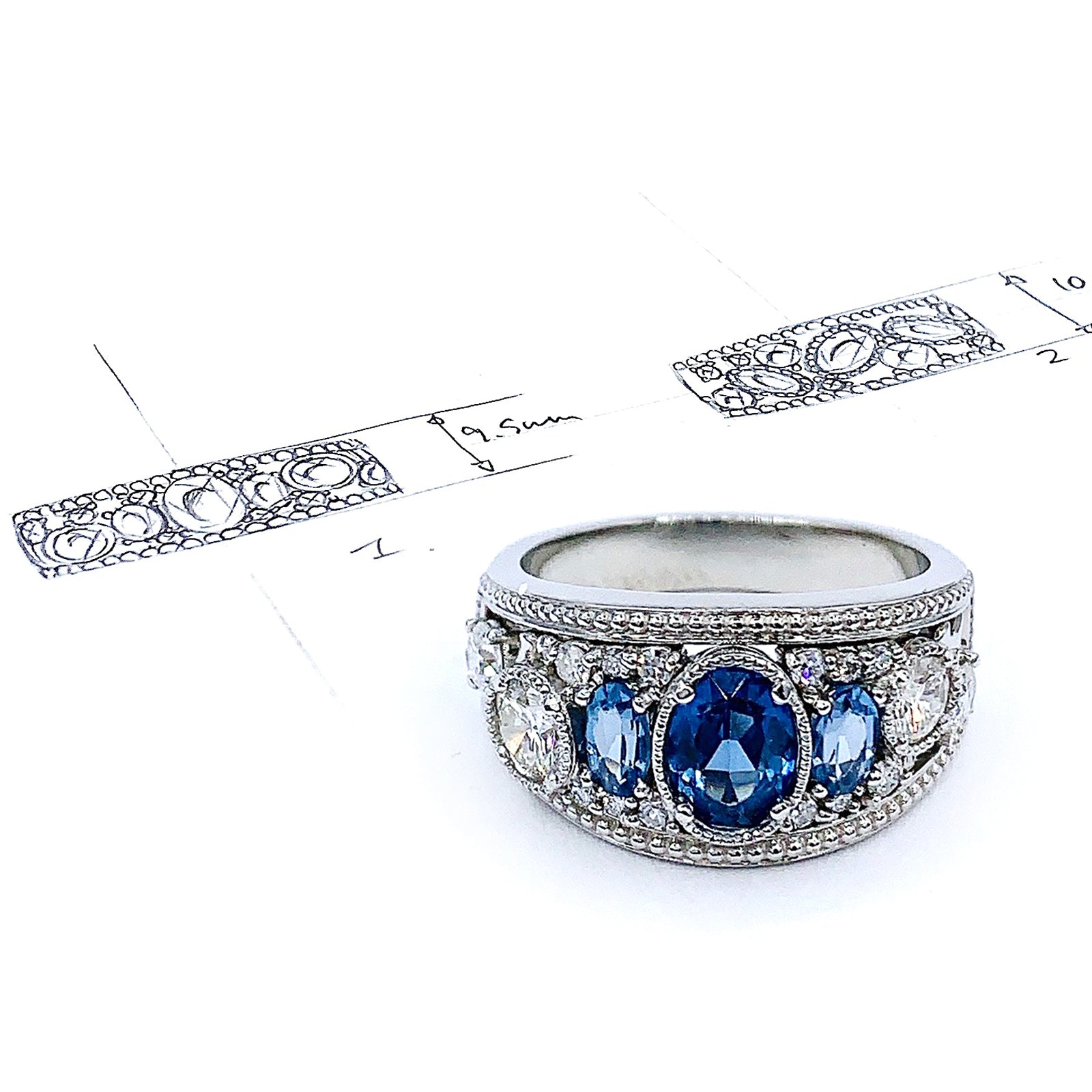 Blue beads ring