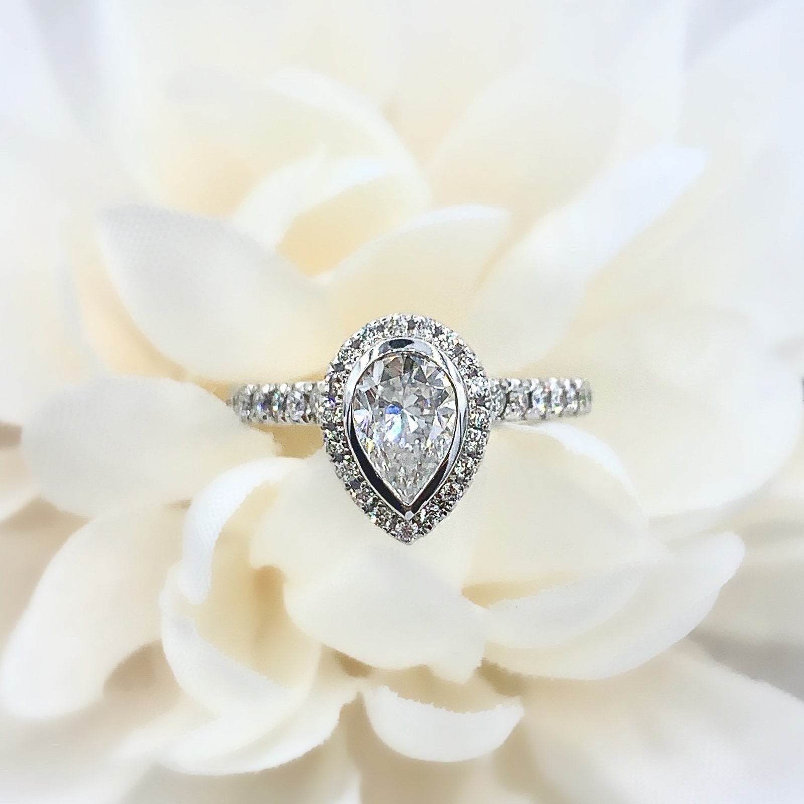 Pear Halo Custom Engagement Ring