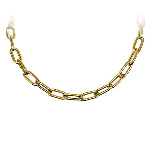 Gold Hollow Link Paperclip Chain 18 inch (38560)