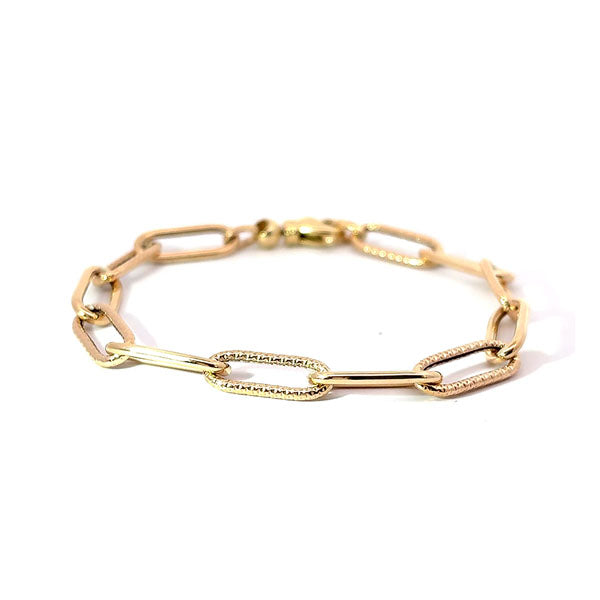 Gold Patterned Paperclip Bracelet 7.5in (38562)