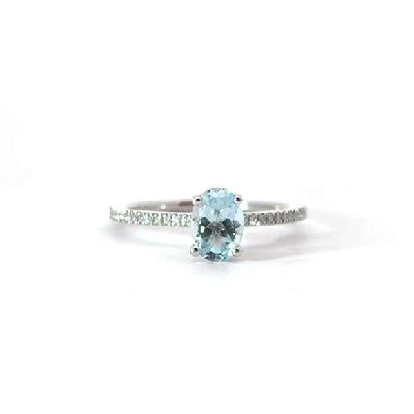 Genuine Aquamarine and Diamond Ring (39912)
