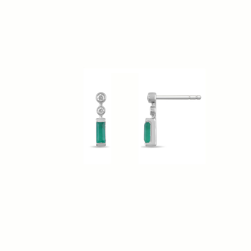 Genuine Emerald and Diamond Stud Earring (40723)