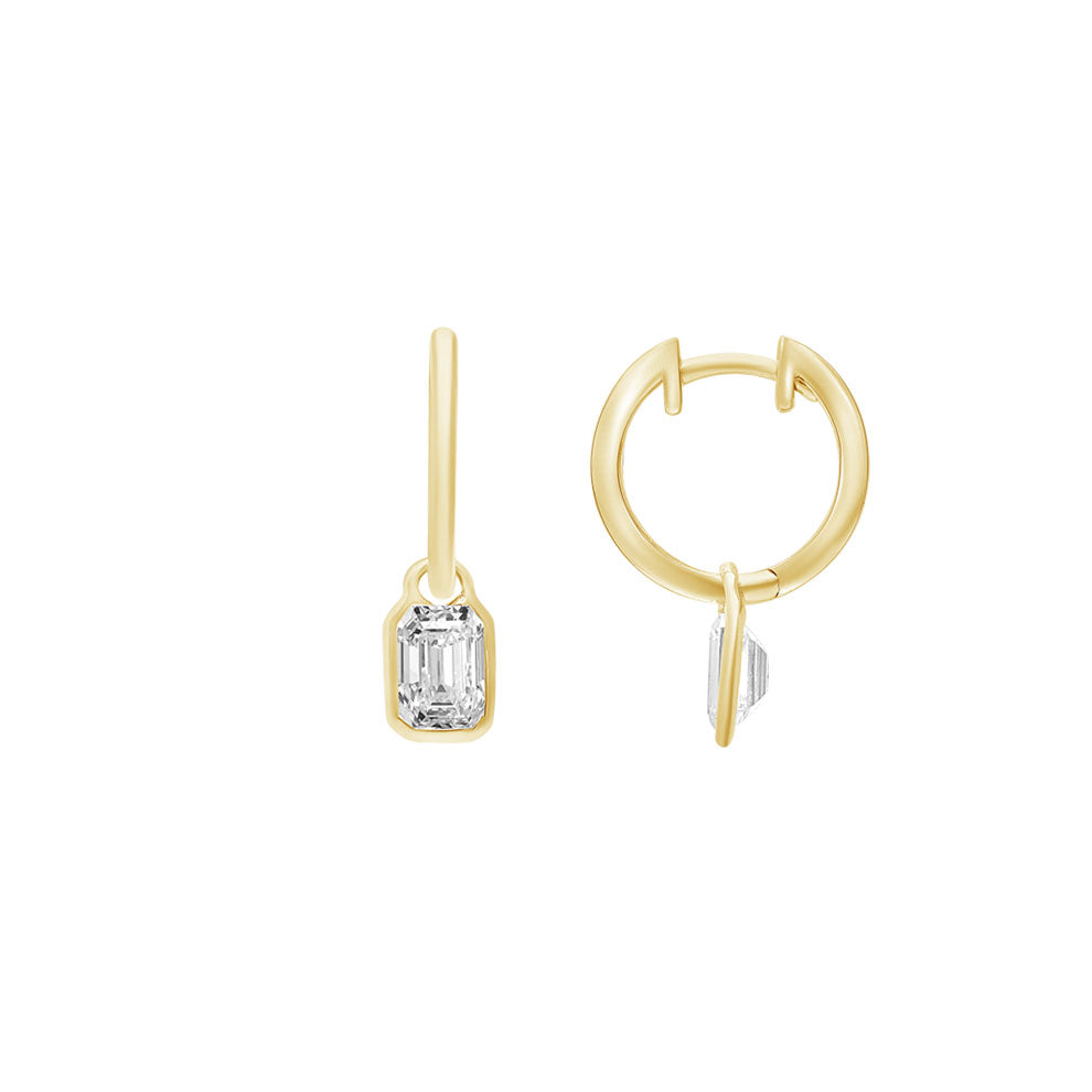 Diamond Bezel Drop Hoop Earrings - LG 2.00ct (40936)