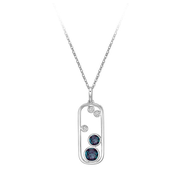 Lab Grown Alexandrite and Diamond Pendant (39858)