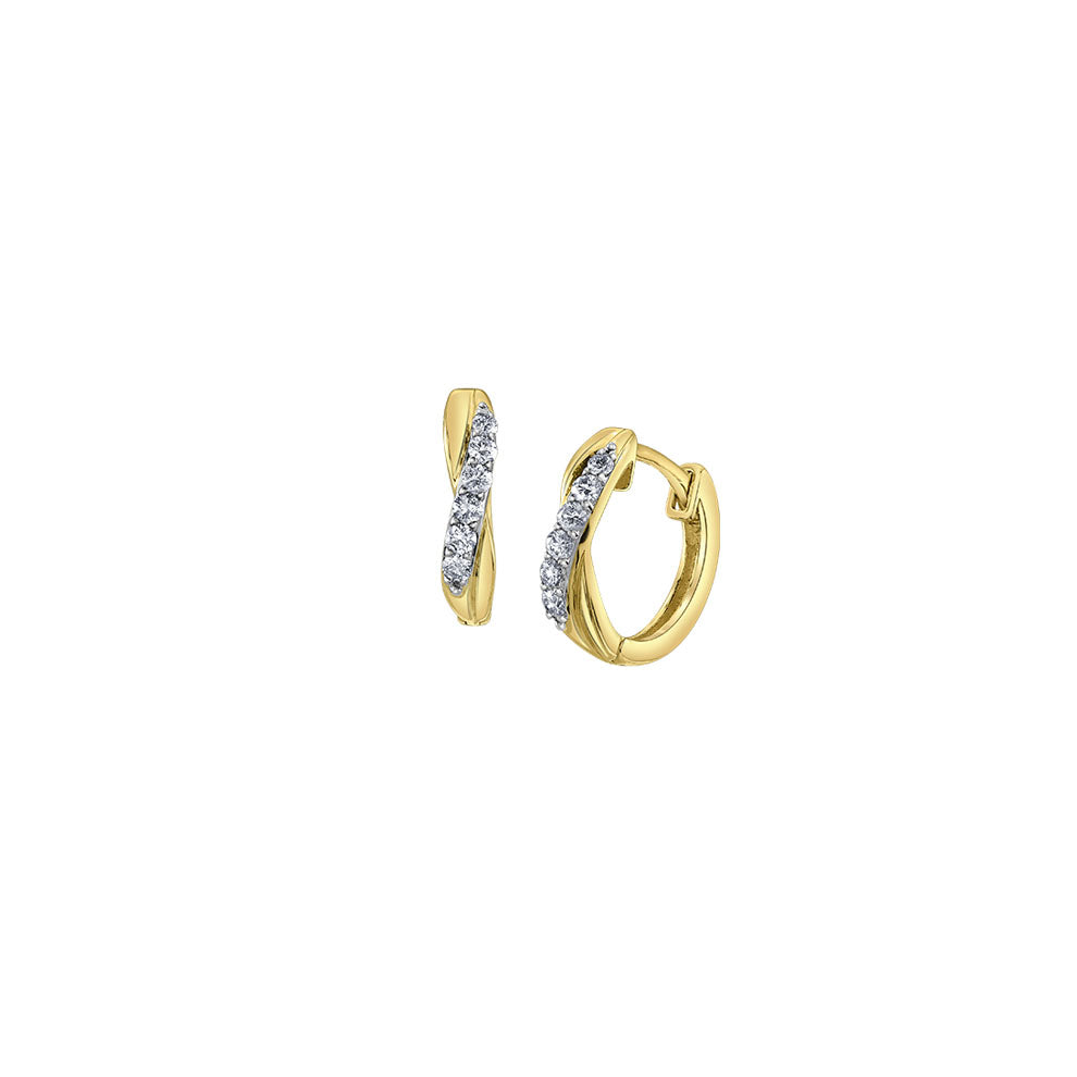 Diamond Mini Crossover Huggie Earrings .10ct (39865)