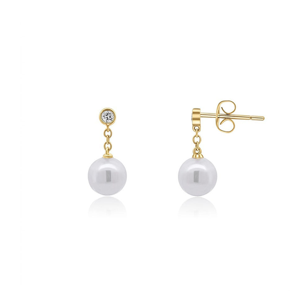 Genuine Pearl and Diamond Drop Stud Earrings .10ct (40944)
