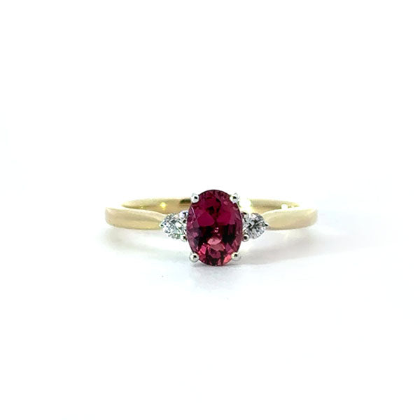 Genuine Pink Tourmaline 3 Stone Ring (39913)