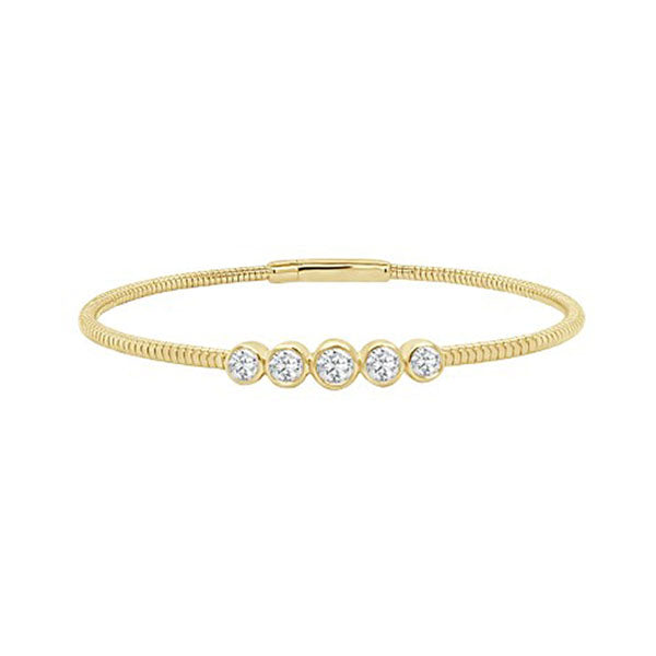 Diamond 5-Stone Bezel Flexible Bangle .70ct (40931)