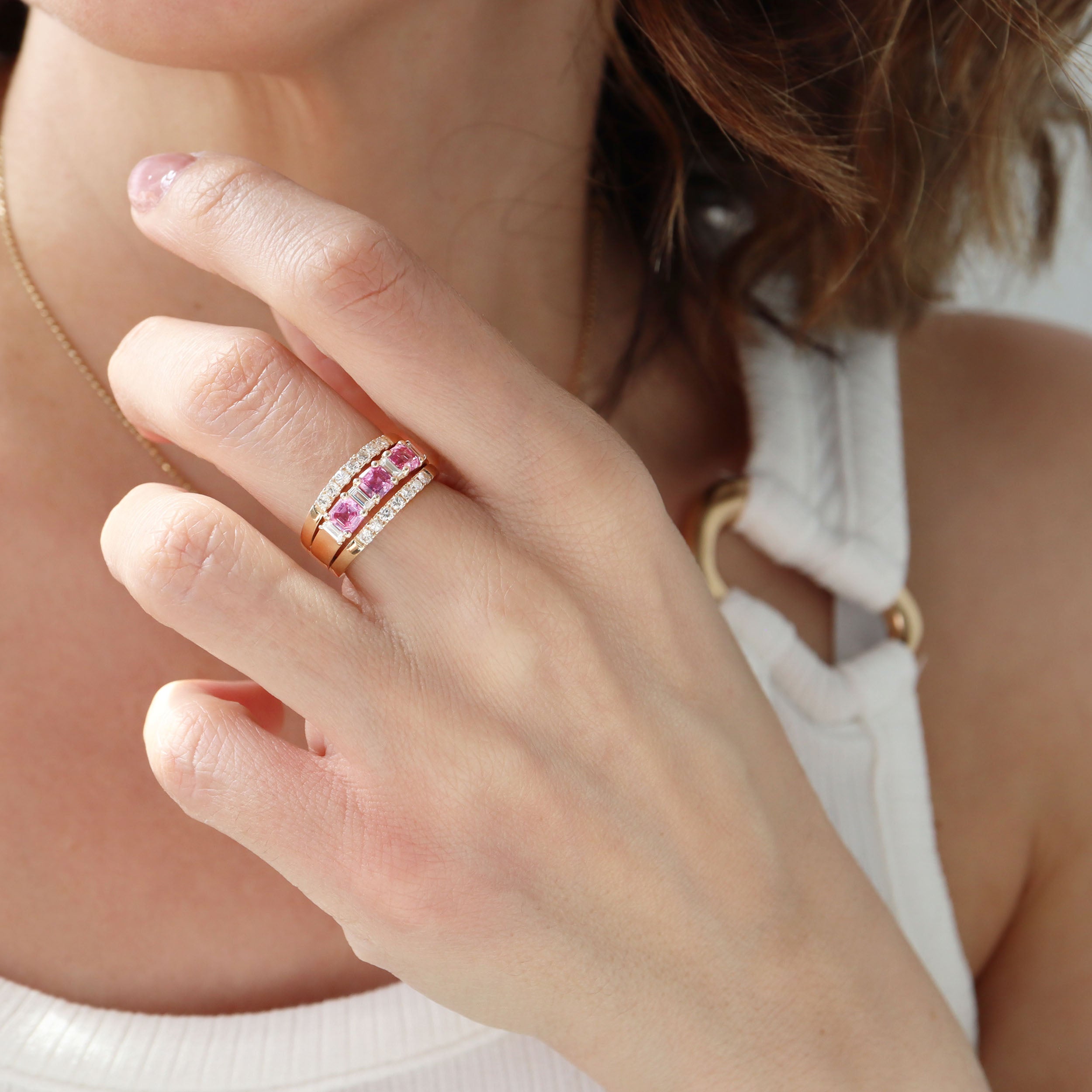 Three Pink Sapphires
