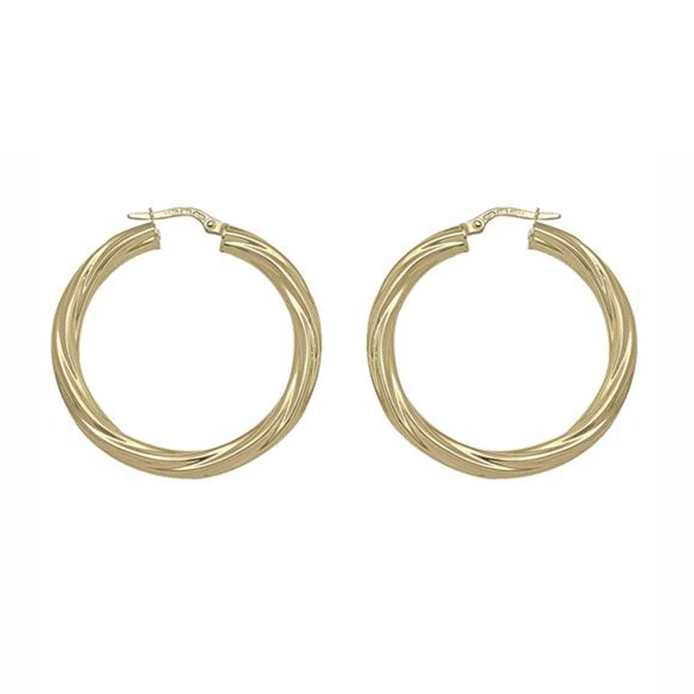 Gold Round Twist Hoop Earrings 36.5mm (37200)