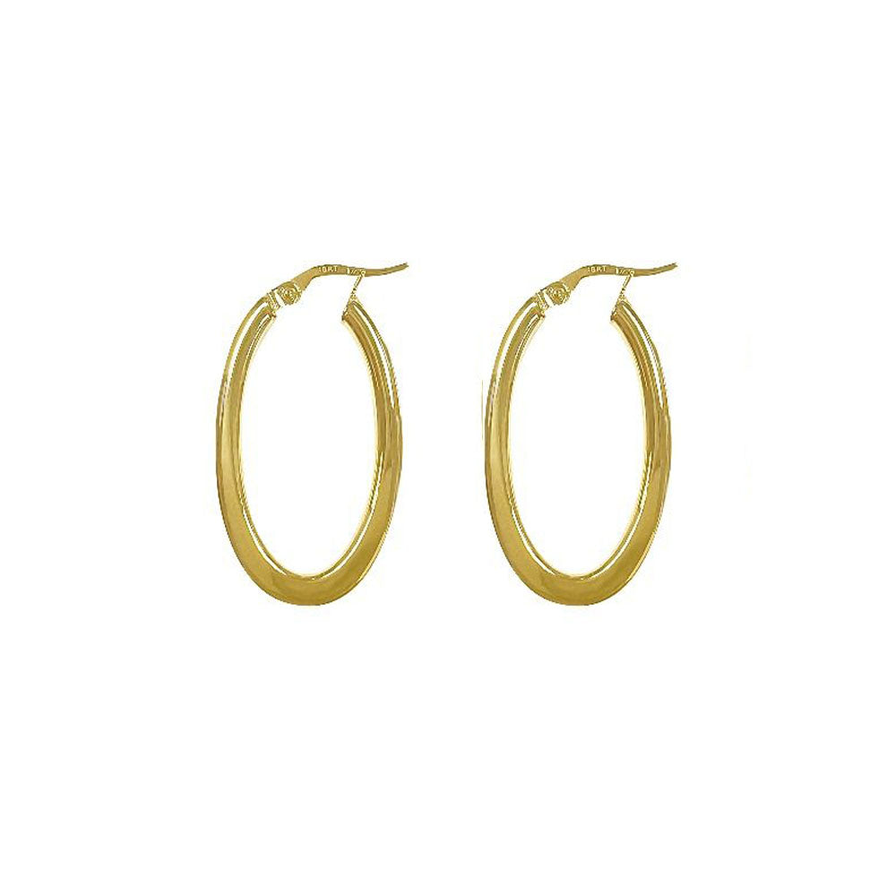 Gold Oval Tapered Hoop Earrings (37681)