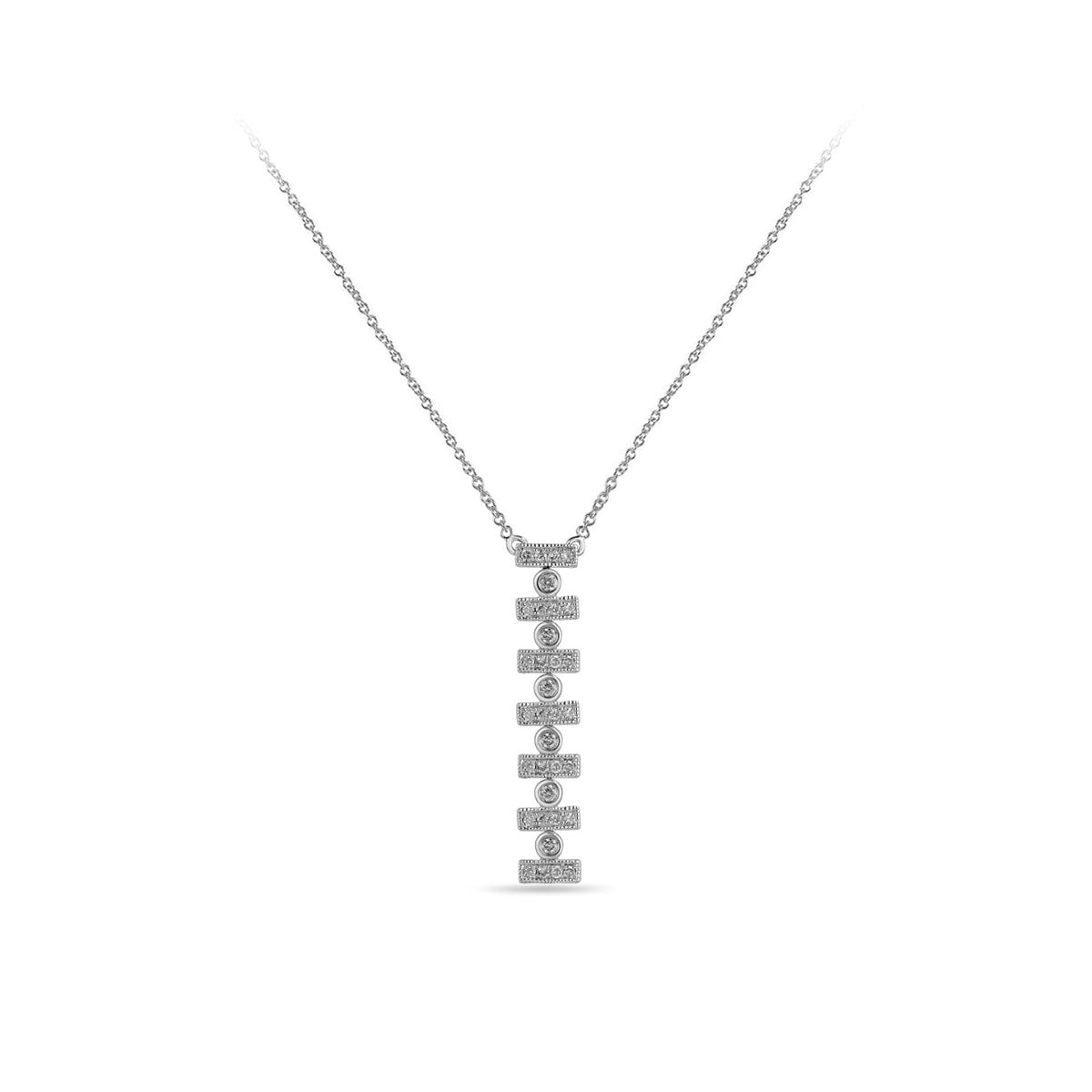 Diamond Fancy Bar Drop Necklace .18ct (39404)