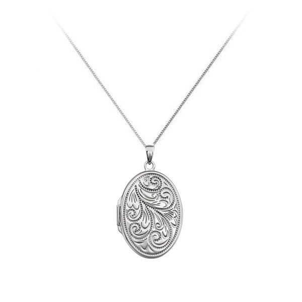 Sterling Silver Oval Patterned Locket (40642)