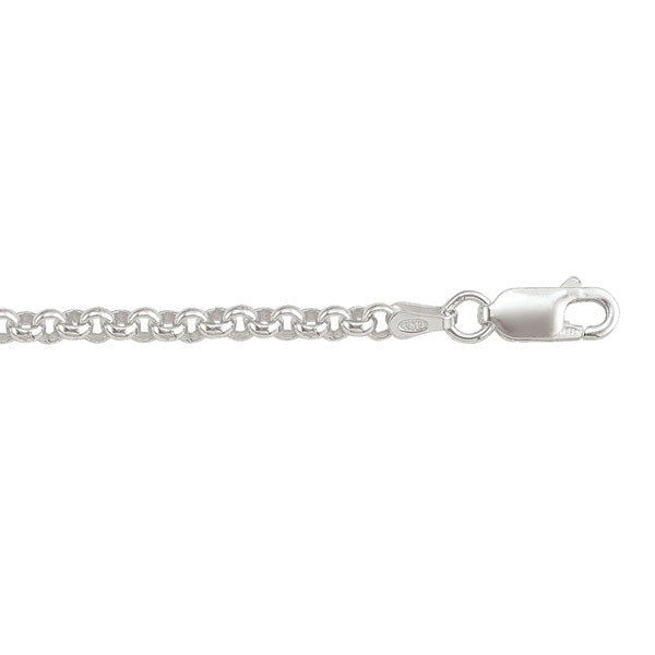 Sterling Silver Hollow Rolo Bracelet 7.5in (40717)