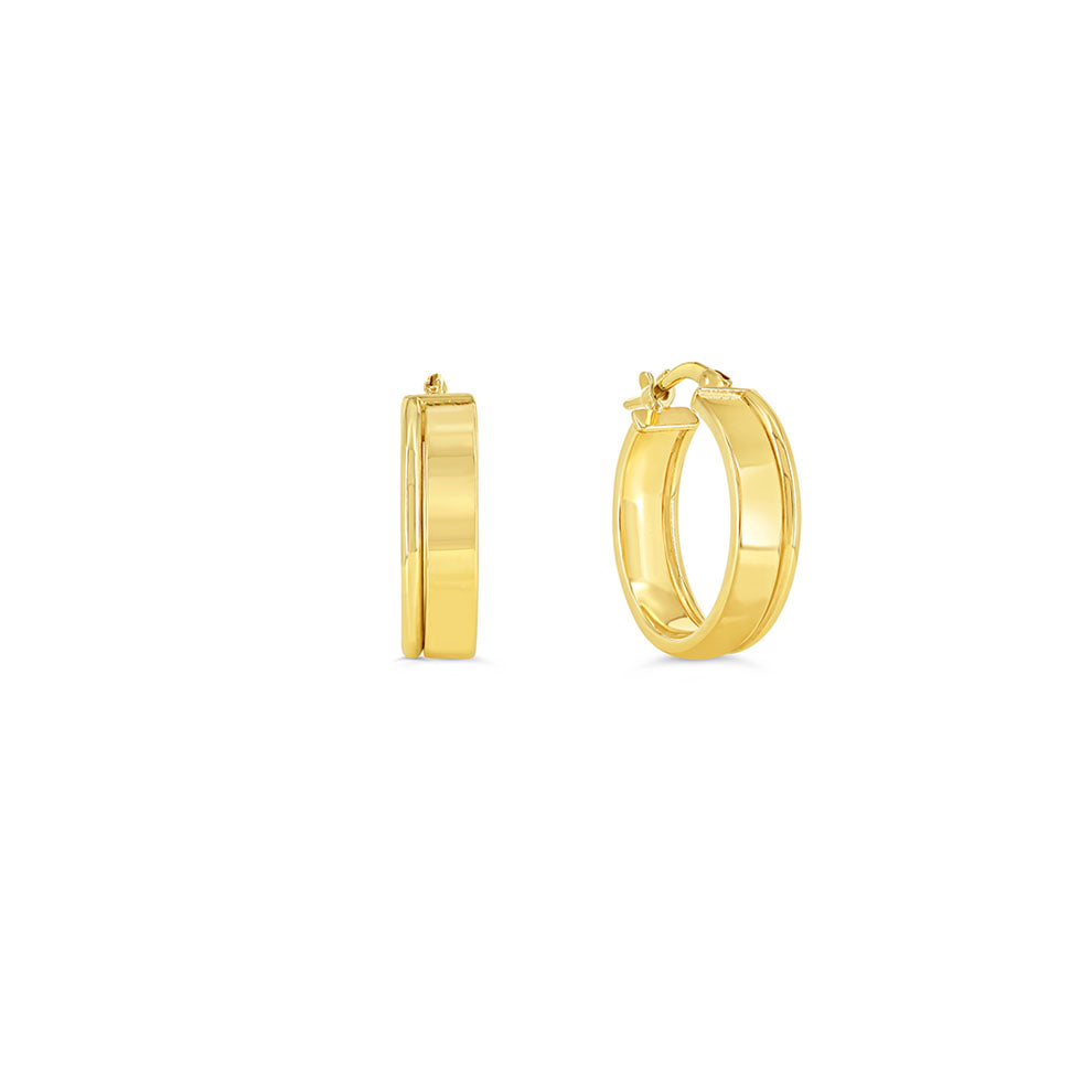 Sempre ORO Earrings - Polished Line Edge Hoops (41143)