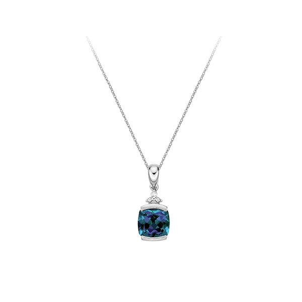 Lab Grown Alexandrite and Diamond Pendant (39996)