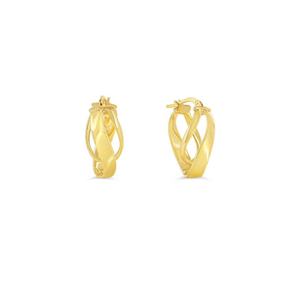 SempreORO Earrings - 2 Row Ribbon Crossover Hoops (41121)
