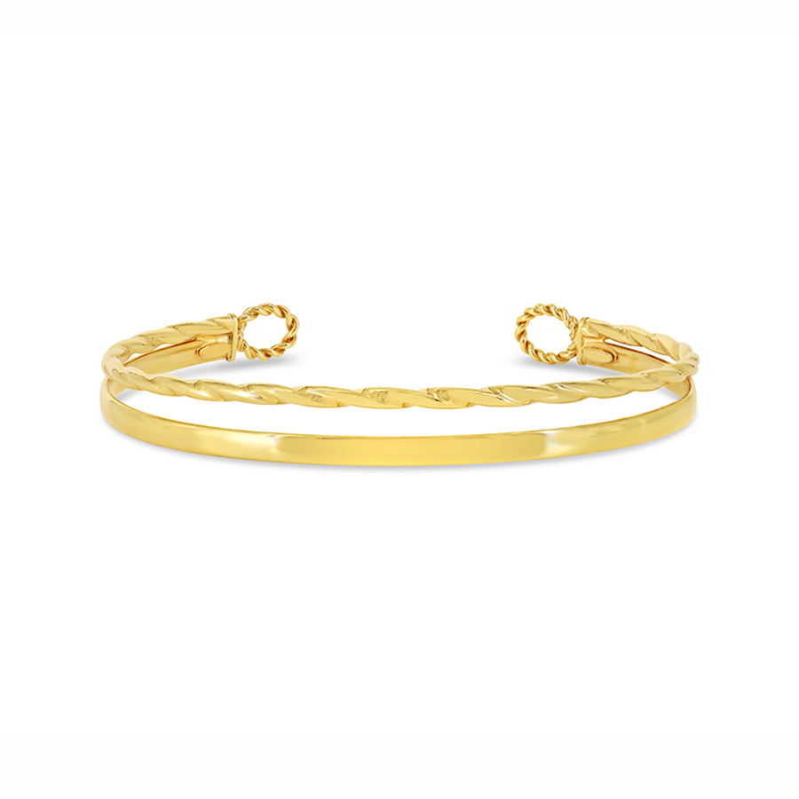 Sempre ORO Bracelet - Split Mixed Texture Open Cuff (41153)