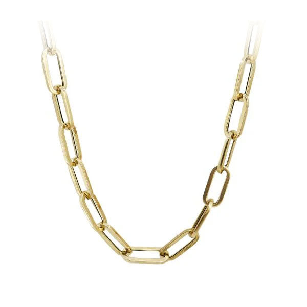 Gold Paperclip Link Necklace 9mm 18inch (37196)