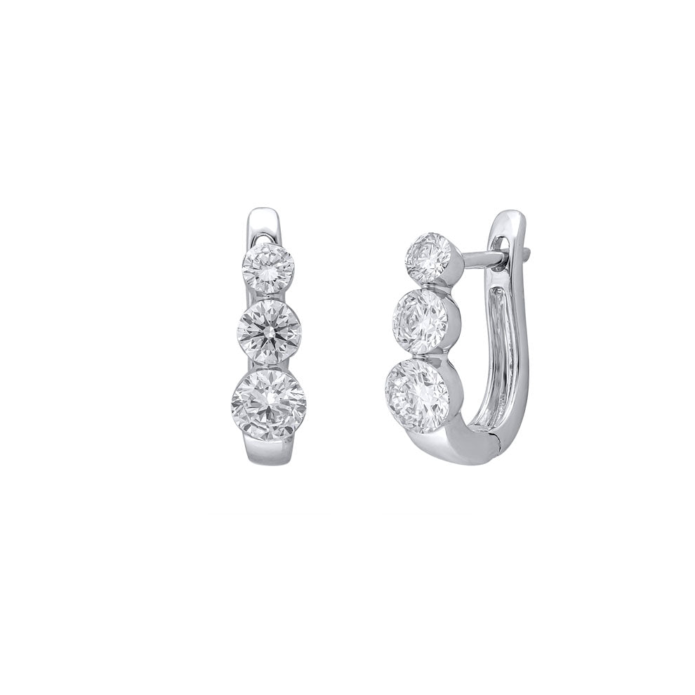 Diamond 3 Stone Graduated Earrings - LG 1.61ct (39752)