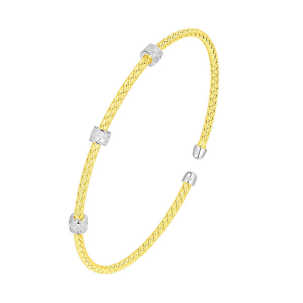 Sterling Silver and Yellow gold Plated Cuff Bangle (40603)