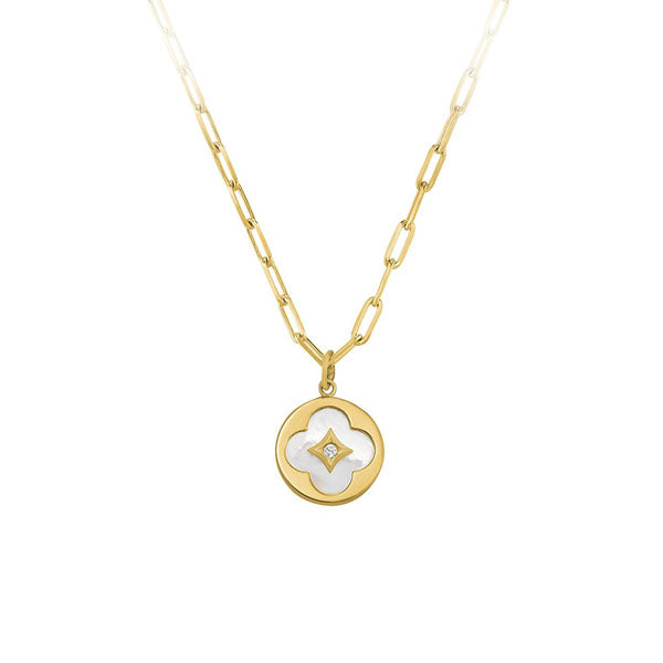 Sterling Silver and Yellow Gold Plated - Mother of Pearl Necklace (40604)