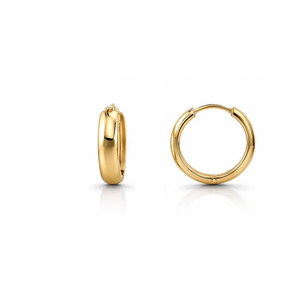 Gold Round Huggie Earrings 14.5mm (40924)