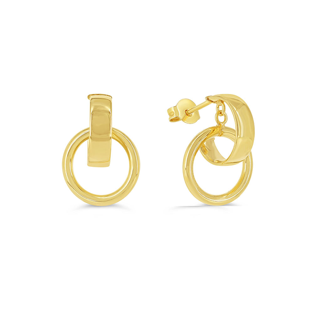 Sempre ORO Earrings - Interlocking Round Drop Studs (41148)