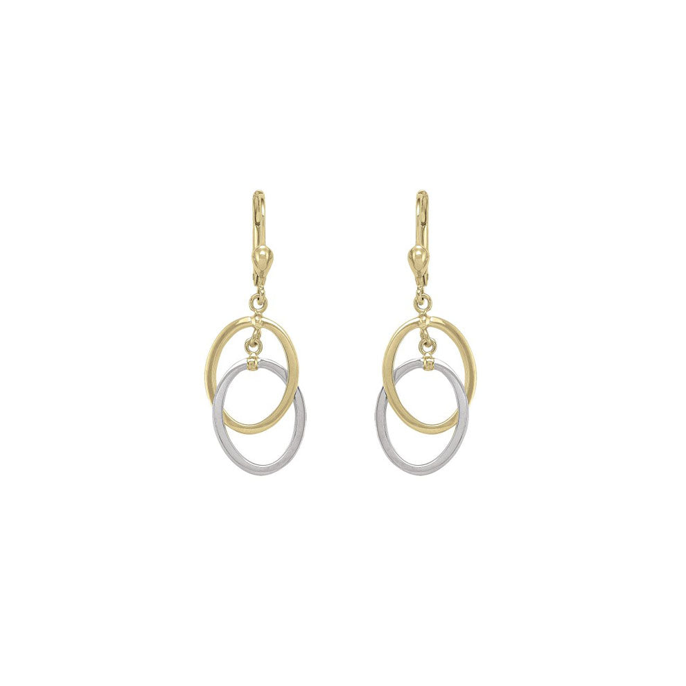 Gold Oval Loop Two Tone Earrings (34739)