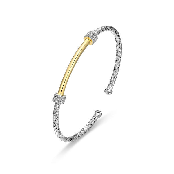 Sterling Silver and Yellow Gold Plated Cuff Bracelet (40602)
