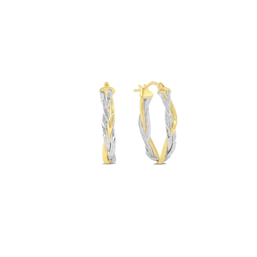 Gold Two-Tone Braided Oval Hoop Earrings (40995)
