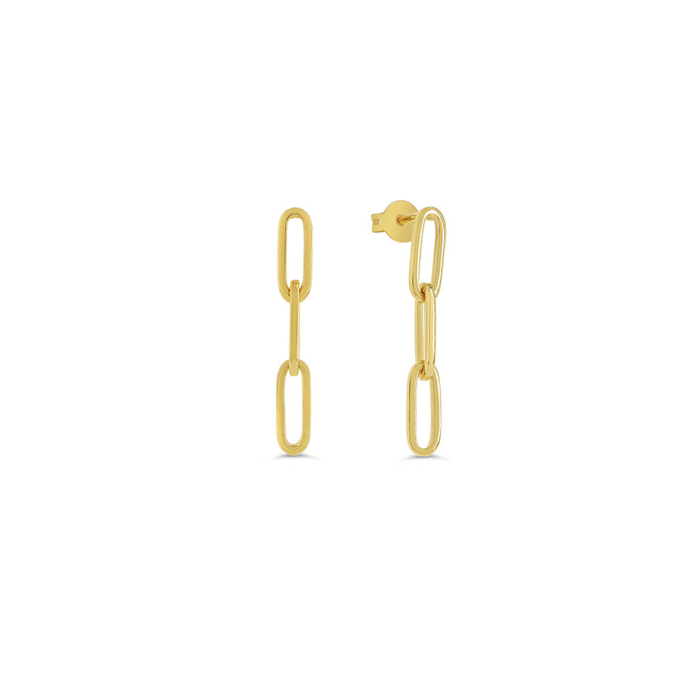 Sempre ORO Earrings - 3 Link Paperclip Drop Studs (41149)