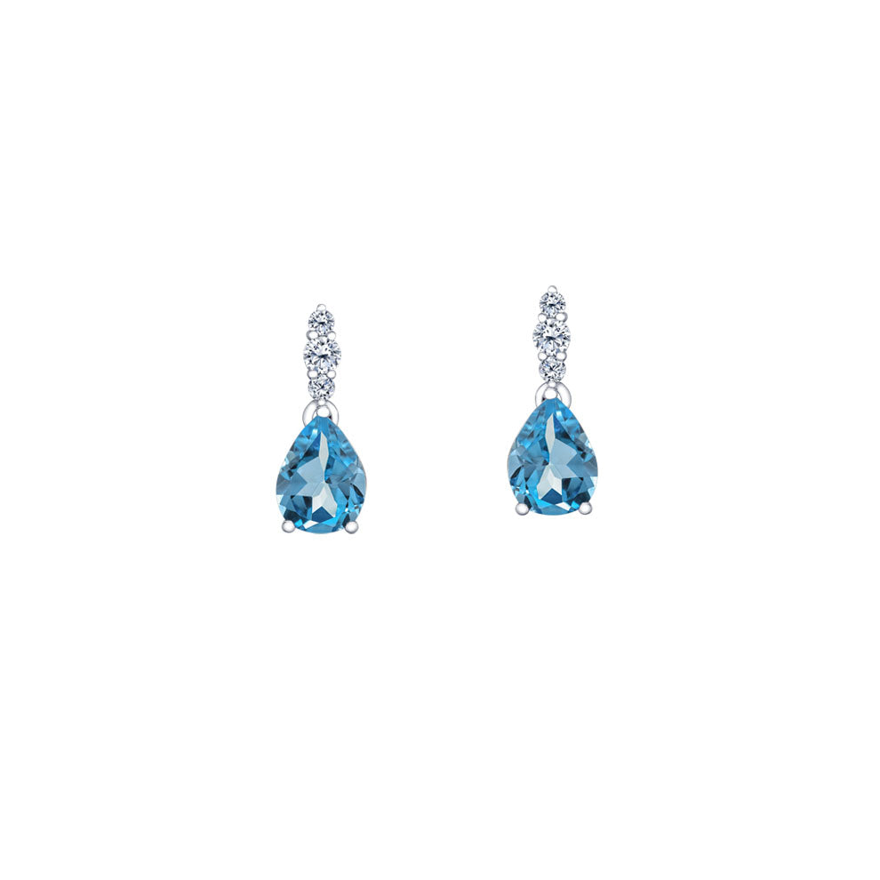 Genuine Blue Topaz and Diamond Earrings (40119)
