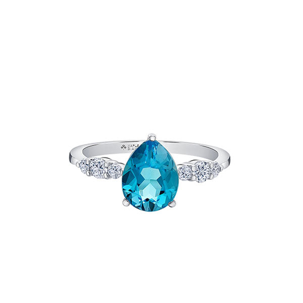 Genuine Blue Topaz and Diamond Ring (40121)