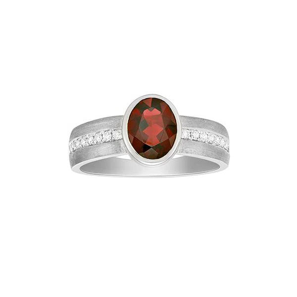 Genuine Garnet and Diamond Ring (#37352)