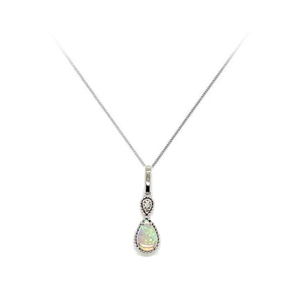Genuine Opal and Diamond Necklace (37816)
