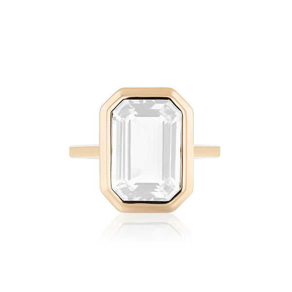 Genuine Moon Quartz Bezel Ring (38021)