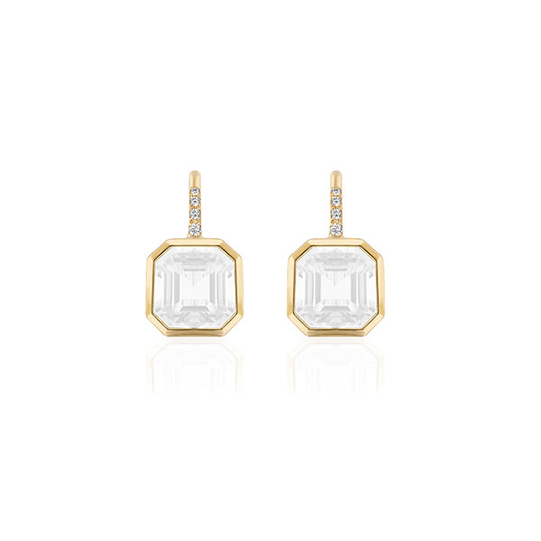 Genuine Moon Quartz and Diamond Drop Earrings (38024)