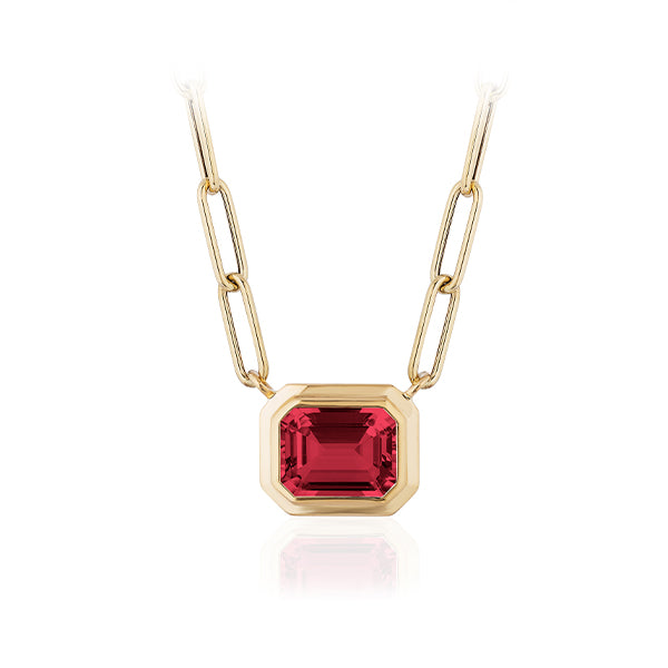 Genuine Garnet Bezel with Paperclip Chain (38030)