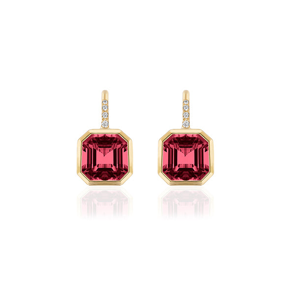 Genuine Garnet and Diamond Drop Earrings (38031)