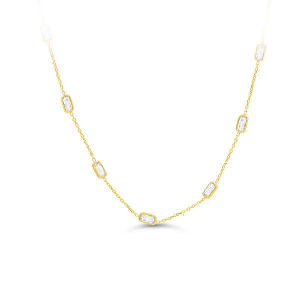 Gold Cubic Zirconia Station Necklace (38588)
