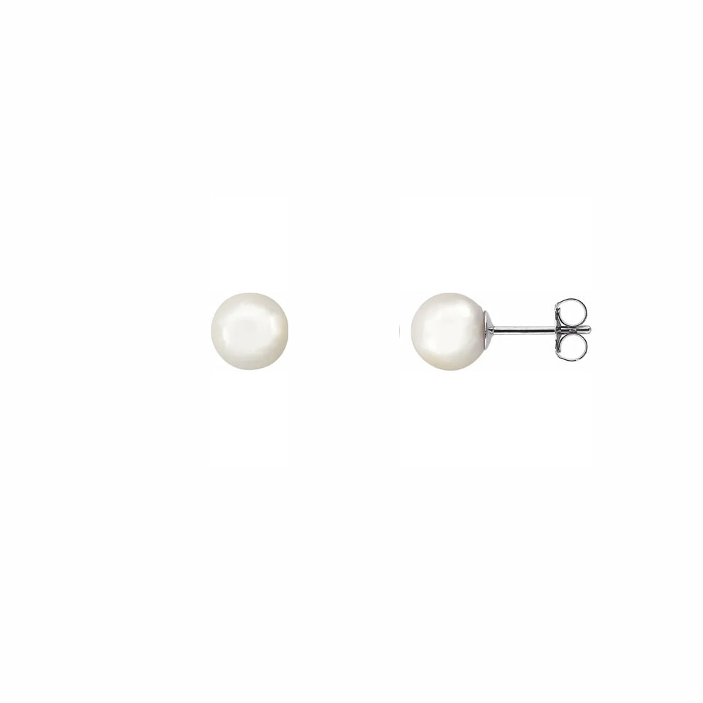 Genuine Pearl Stud Earrings 6.5-7mm (38817)