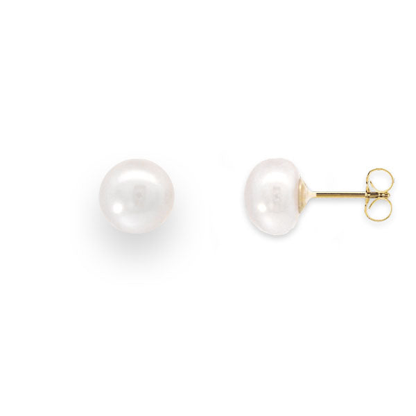 Genuine White Pearl Stud Earrings (39343)