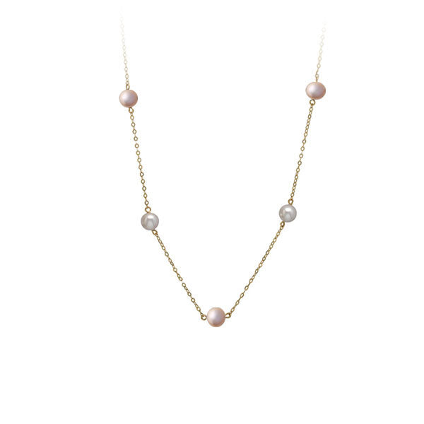 Genuine Multi-Coloured Pearl Station Necklace (39745)
