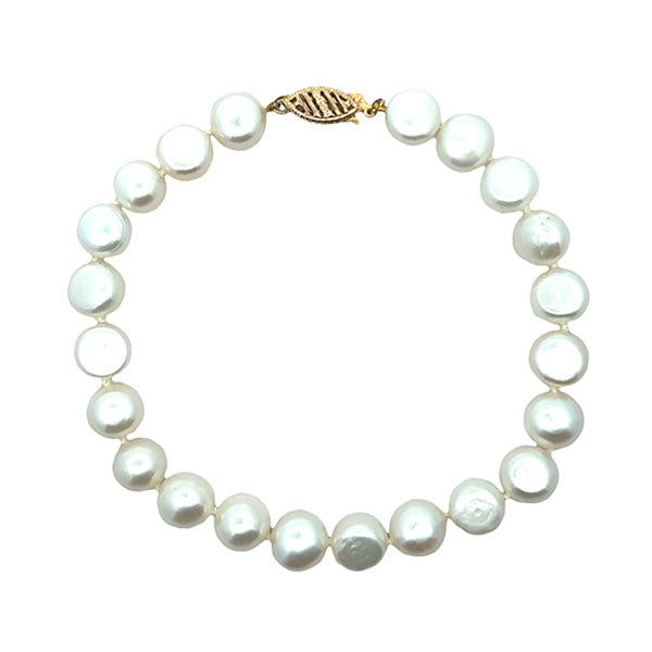 Genuine Fresh Water Button Pearl Bracelet (39830)