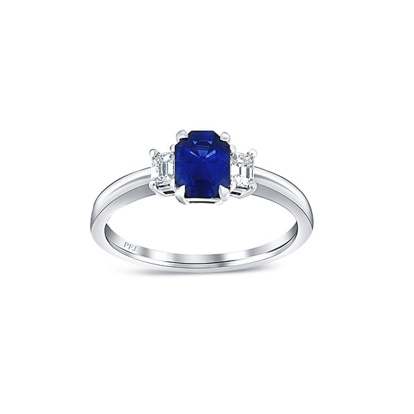 Genuine Sapphire and Diamond 3 Stone Ring (40001)