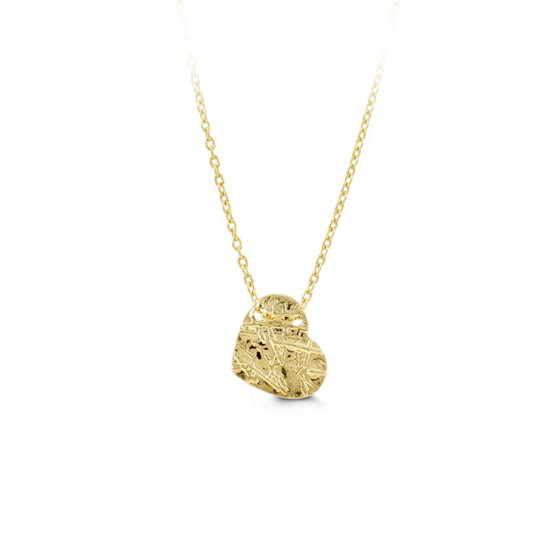 Gold Patterned Heart Necklace (40377)