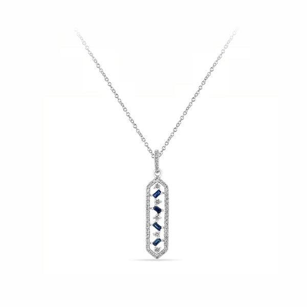 Genuine Sapphire and Diamond Bar Pendant (40724)