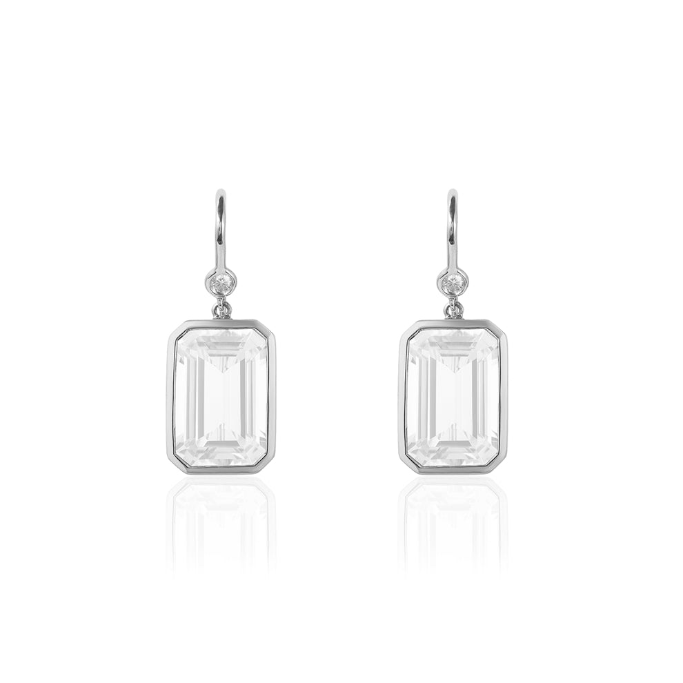 Geunine Moon Quartz and Diamond Drop Earrings (40830)