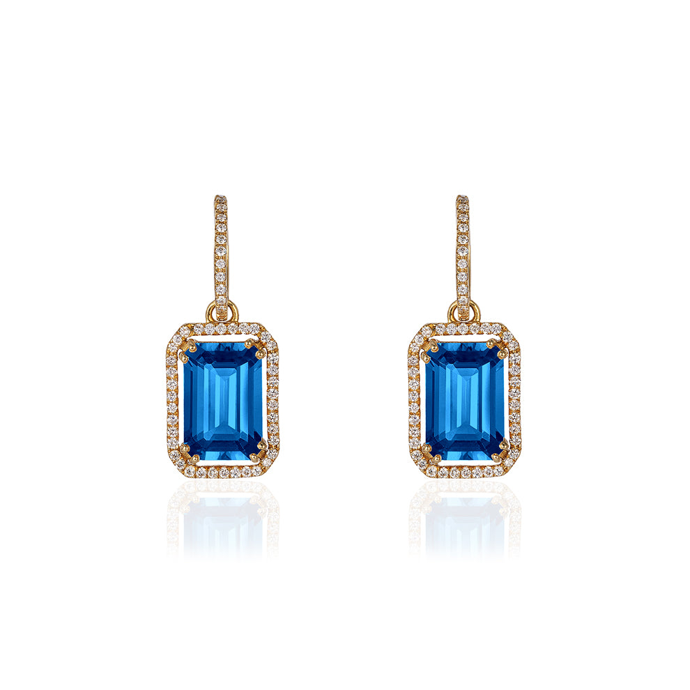 Genuine London Blue Topaz and Diamond Earrings (40832)